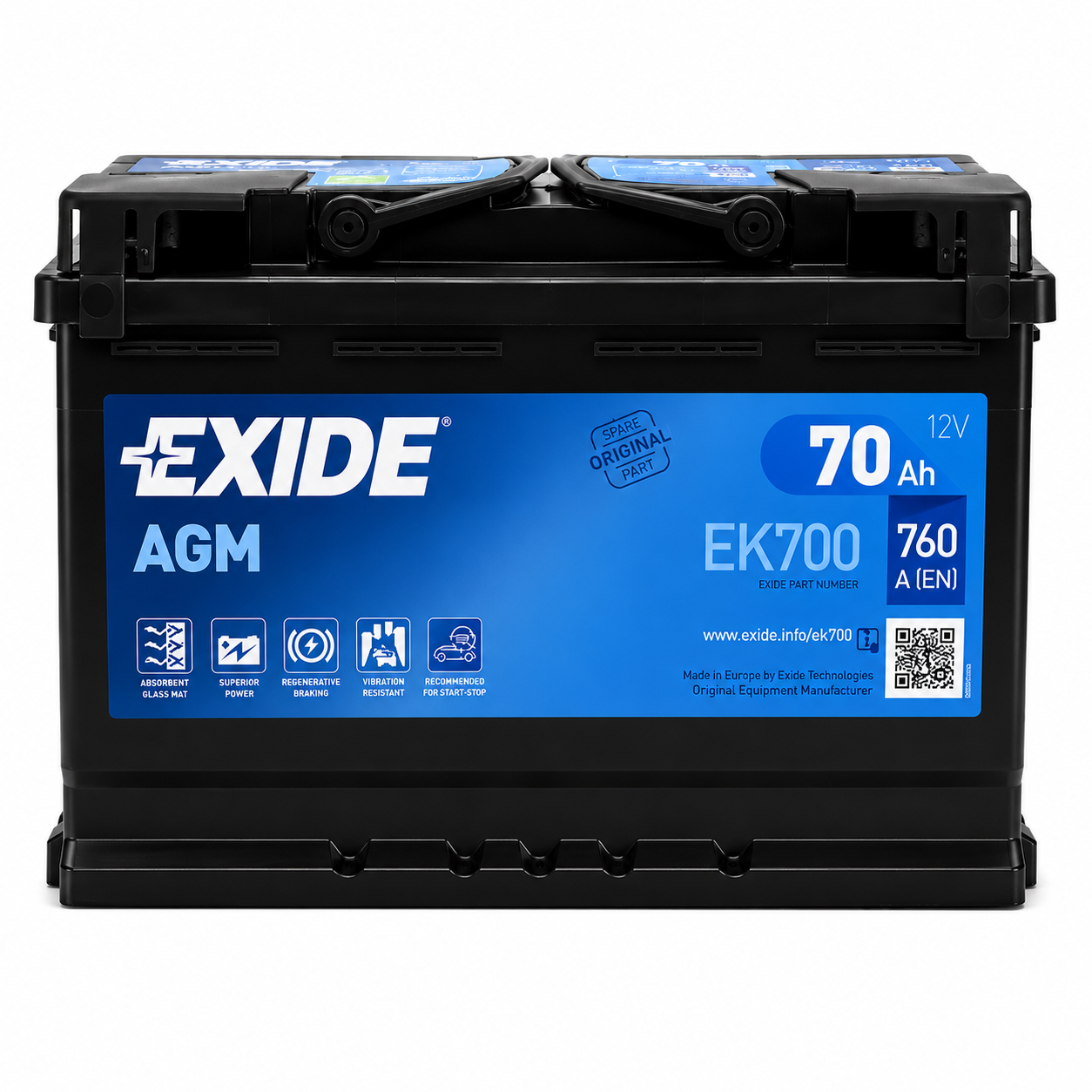 Аккумулятор EXIDE AGM 70Ah R+ 760A Аккумулятор EXIDE AGM 70Ah R+ 760A