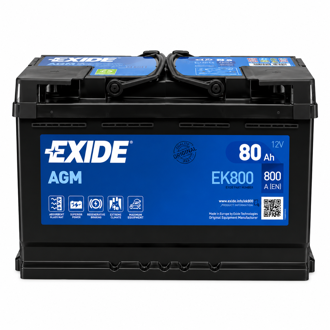 Аккумулятор EXIDE AGM 80Ah R+ 800A Аккумулятор EXIDE AGM 80Ah R+ 800A