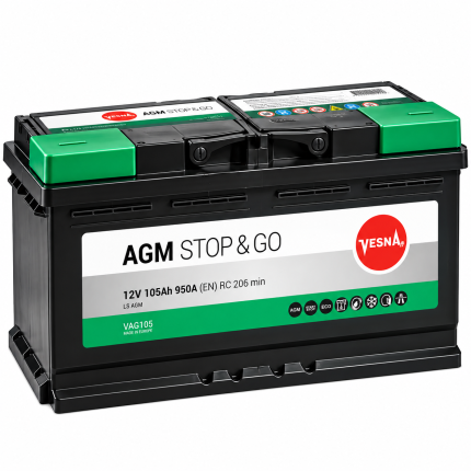 Аккумулятор Vesna AGM 105 Ah R+ 950A