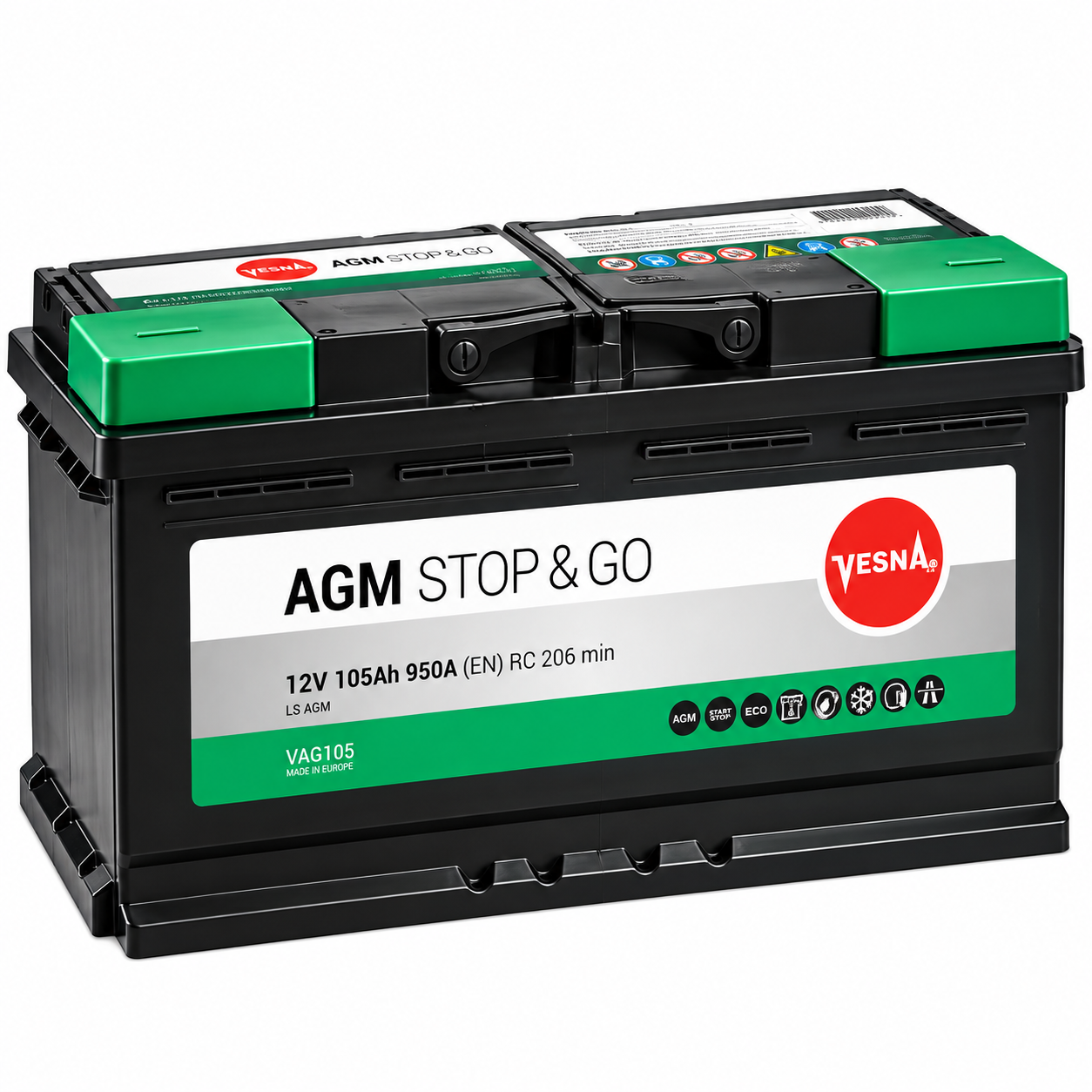 Аккумулятор Vesna AGM 105 Ah R+ 950A Аккумулятор Vesna AGM 105 Ah R+ 950A