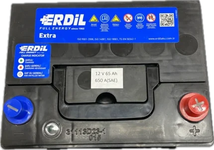 ERDIL R+ 65Ah 650A Азия вид сверху