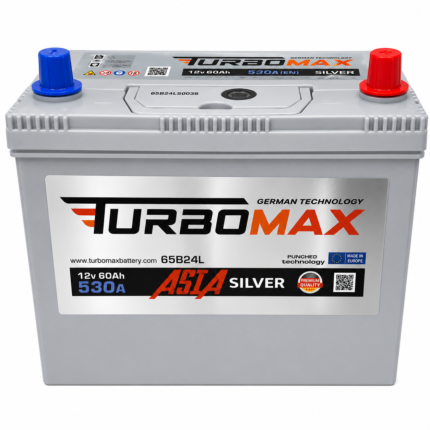 Аккумулятор TURBOMAX SILVER Хонда ASIA 60Ah 530A L 65D23L