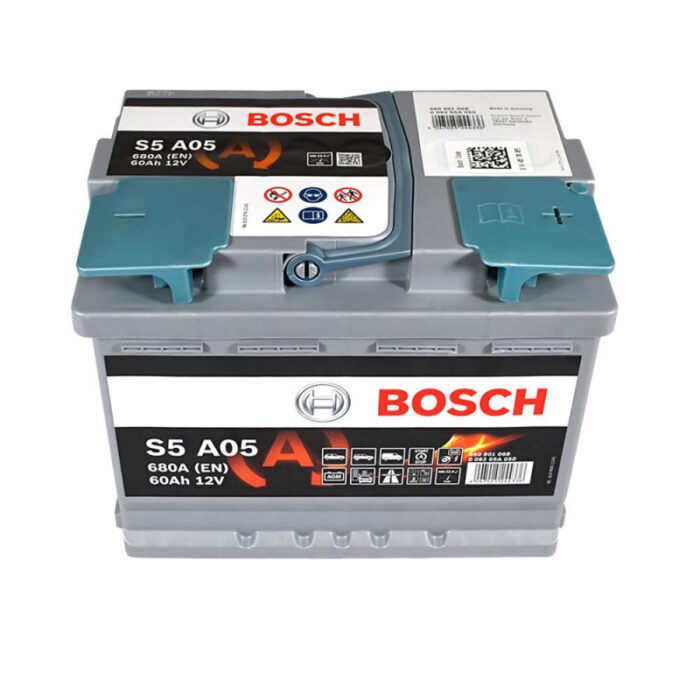 Аккумулятор BOSCH AGM S5A 050 (L2) 60Ah 680A R+ вид сверху
