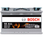 Аккумулятор BOSCH AGM S5A 110 (L4) 80Ah 800A R+ вид спереди