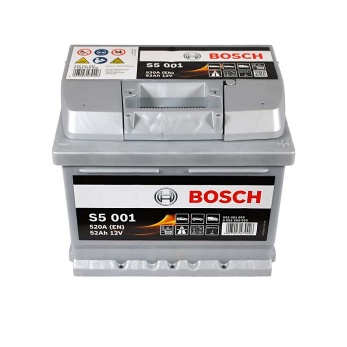 Аккумулятор BOSCH S50 010 (LB1) 52Ah 520A R+ вид сверху