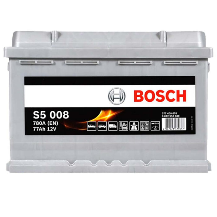 Аккумулятор BOSCH S50 080 77Ah 780A R+ вид спереди