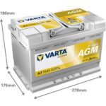 Аккумулятор Varta Dynamic AGM 12В 70Аг 760А (EN) R+ размеры