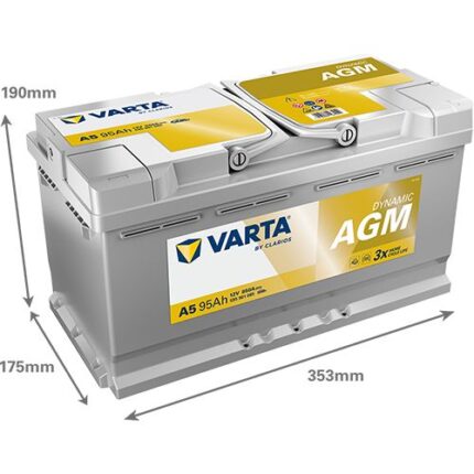 Аккумулятор Varta Dynamic AGM 12В 95Ач 850А (EN) R+ размеры
