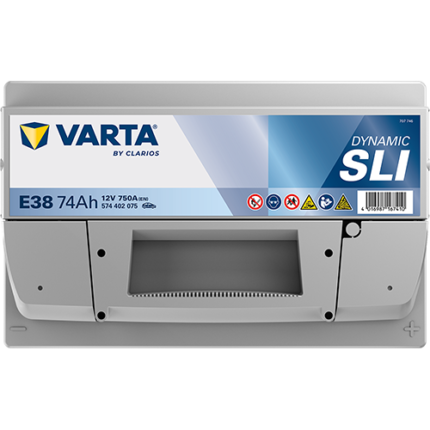 Аккумулятор Varta Dynamic SLI 12В 74Аг 750А (EN) R+ вид сверху