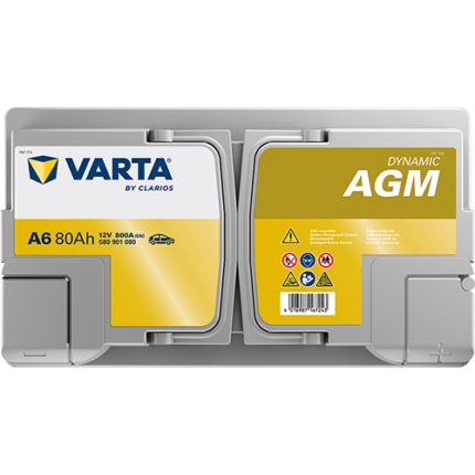 Аккумулятор Varta Dynamic AGM 80Ah 800A R+ (A6F21) вид сверху
