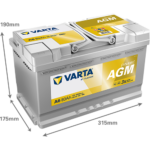 Аккумулятор Varta Dynamic AGM 80Ah 800A R+ (A6F21) размеры