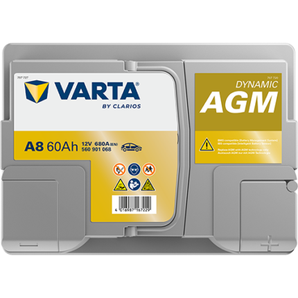 Аккумулятор Varta Dynamic AGM (A9) 50Ah 680A R+ вид сверху