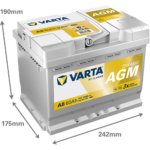 Аккумулятор Varta Dynamic AGM (A9) 50Ah 680A R+ размеры